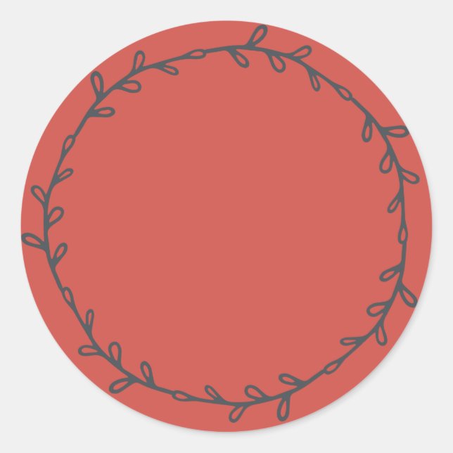 Rustic Homemade Warm Red Write On Classic Round Sticker (Front)