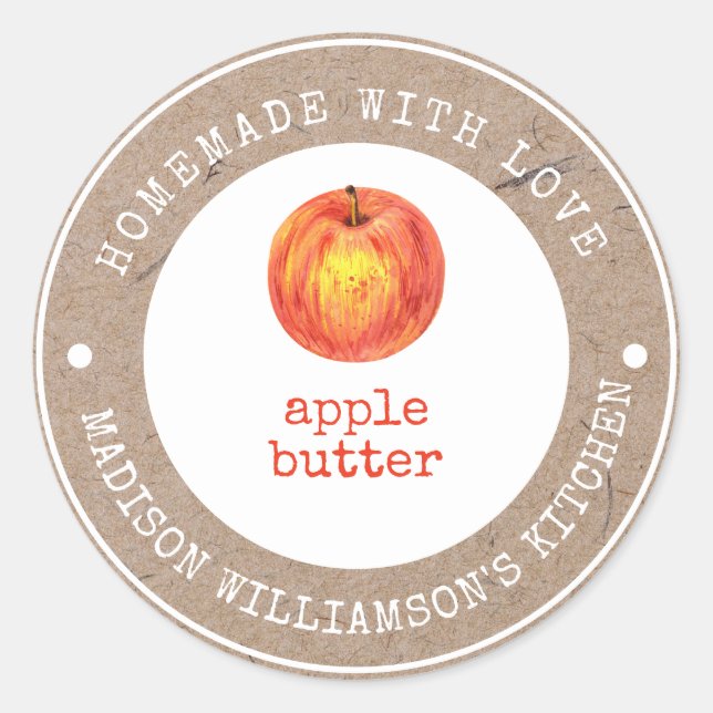 Rustic Homemade with Love  | Apple Butter  Label (Front)