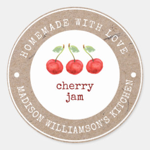 Rustic Homemade with Love    Cherry Jam Label