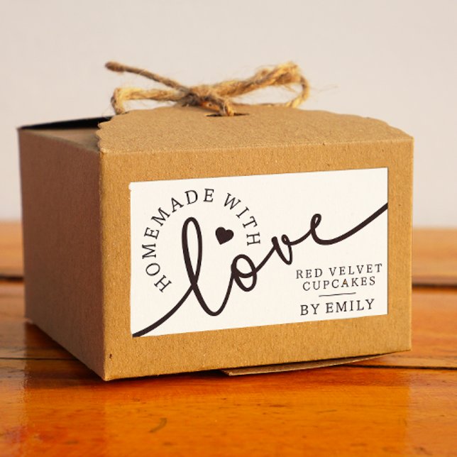 Rustic Homemade with Love Script Heart Baked Goods Rectangular Sticker (Creator Uploaded)