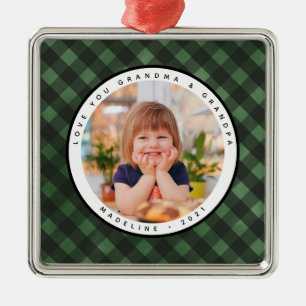 Rustic Homespun Country Photo Grandparents  Metal Ornament