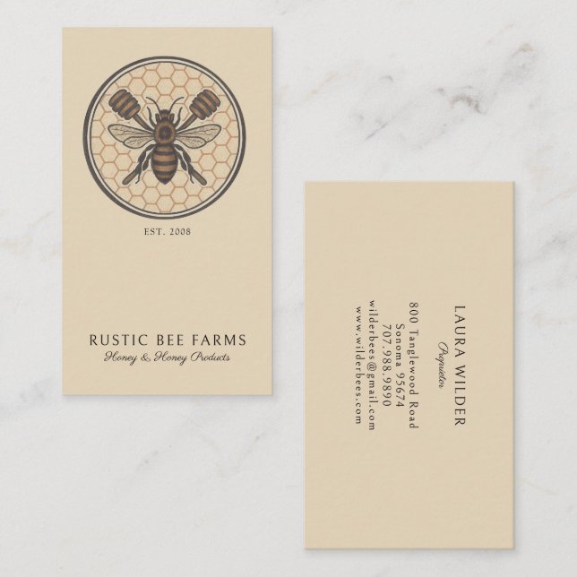 Rustic Honey Bee Beekeeper Apiary Business Card (Front/Back)