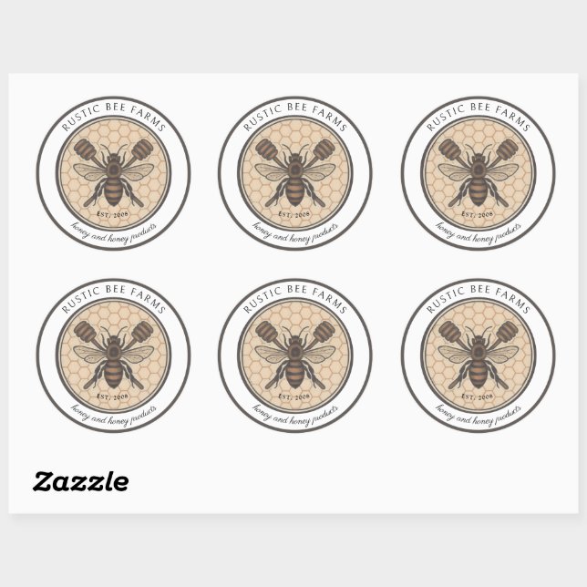 Rustic Honey Bee Beekeeper Apiary Product Classic Round Sticker (Sheet)