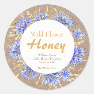  Rustic Honey Jar Apiary  Label   Wildflower Honey