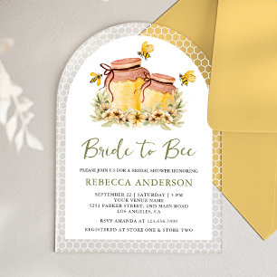 Rustic Honey Jars Bride to Bee Arch Bridal Shower Acrylic Invitations