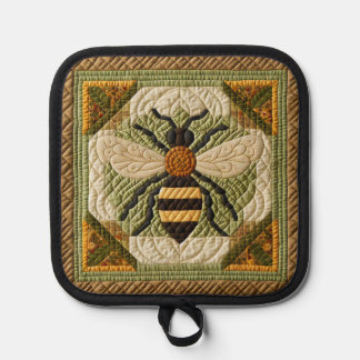 Rustic Honeybee Faux Quilt Pot Holder