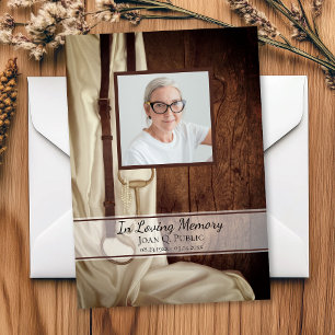 Rustic Horse Bit Satin Funeral Memorial Sympathy Thank You Card