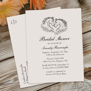 Rustic Horse Country Western Elegant Bridal Shower Invitation Postcard