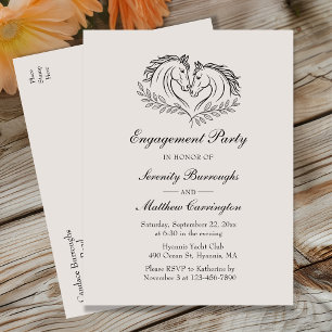 Rustic Horse Country Western Engagement Party Invitation Postcard