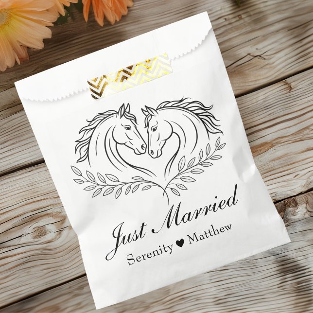 Rustic Horse Country Western Just Married Wedding Favour Bag (Creator Uploaded)