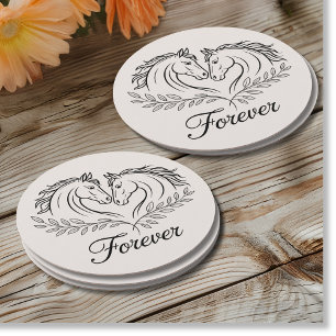 Rustic Horse Equestrian Country Western Wedding Round Paper Coaster