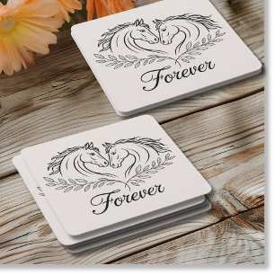 Rustic Horse Equestrian Country Western Wedding Square Paper Coaster