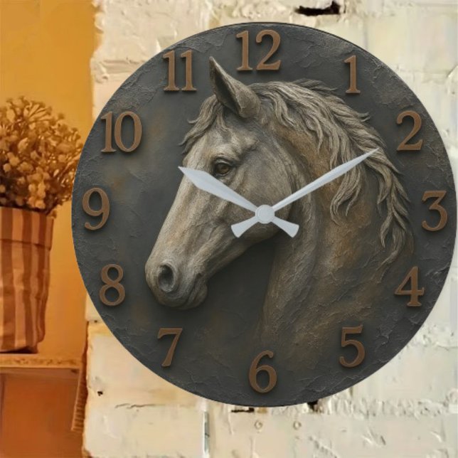 Rustic horse farmhouse decor equestrian country  large clock (Creator Uploaded)
