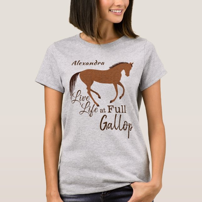 Rustic Horse Faux Leather Live Life Full Gallop T-Shirt (Front)