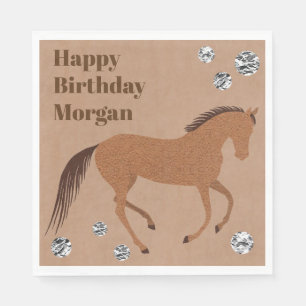 Rustic Horse Faux Leather Pony Birthday Party Napkin