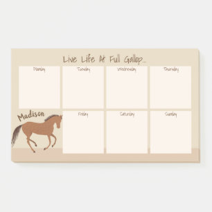 Rustic Horse Faux Leather Pony Weekly Calendar Post-it Notes