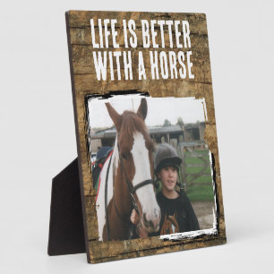 Rustic horse lover 1 photo brown white plaque