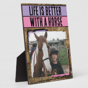 Rustic horse lover 1 photo purple pink plaque