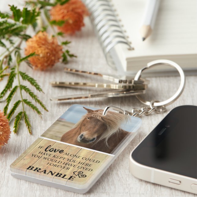 Rustic Horse Memorial Photo Keepsake Key Ring (Front Right)
