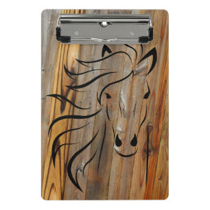 Rustic Horse on Wood Mini Clipboard