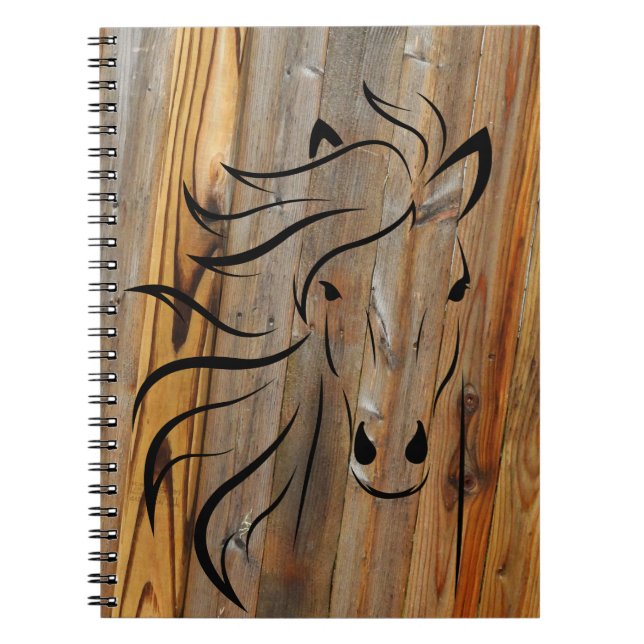 Rustic Horse on Wood  Notebook (Front)