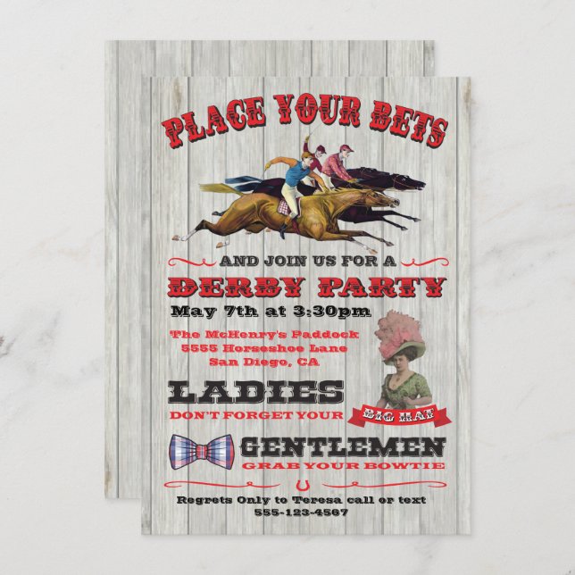 Rustic Horse Racing Derby Party Poster Invitation (Front/Back)