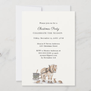 Rustic Horse Sleigh Christmas Party Invitation