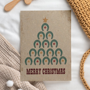 Rustic Horseshoe Christmas Tree Card