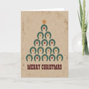 Rustic Horseshoe Christmas Tree Card