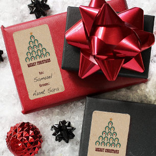 Rustic Horseshoe Christmas Tree Gift Tag Label