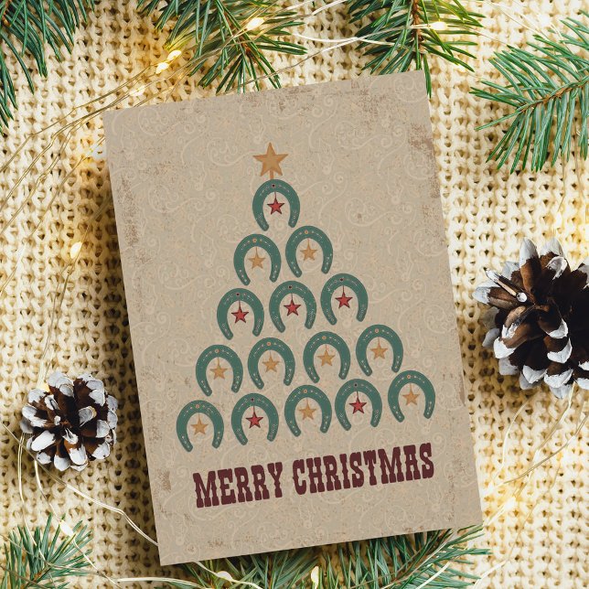 Rustic Horseshoe Christmas Tree Postcard (Creator Uploaded)