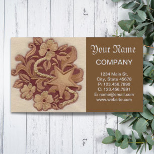 rustic horseshoe cowboy western country floral business card