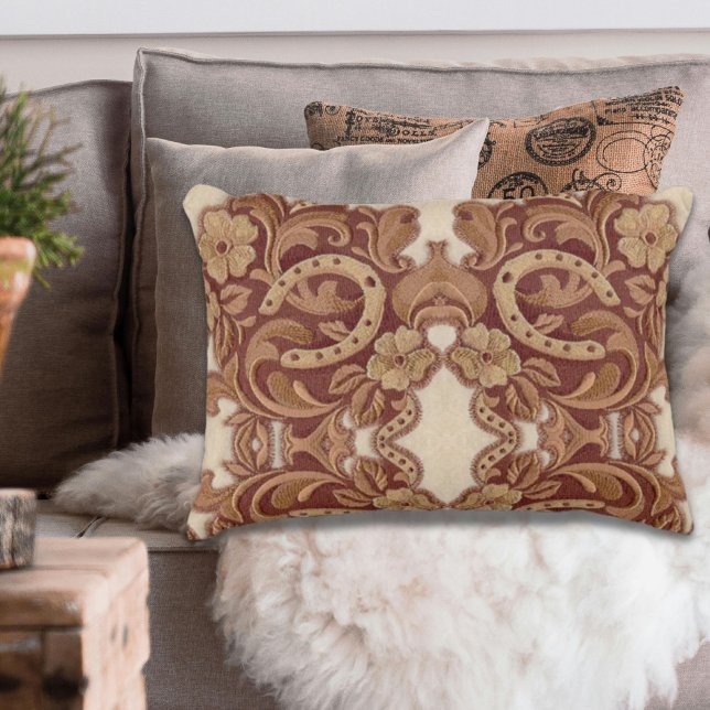 rustic horseshoe cowgirl western country floral decorative cushion (rustic horseshoe cowgirl western country floral decorative pillow)