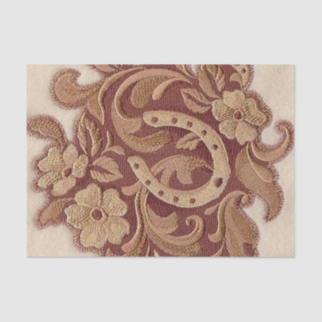 rustic horseshoe cowgirl western country floral tissue paper (Front)
