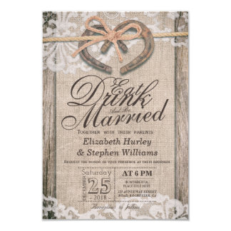 Rustic Horseshoe Lace EAT Drink Be Married Wedding Card Rustic Horseshoe Lace EAT Drink Be Married Wedding Card
