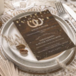 Rustic Horseshoe String Lights All-in-one Wedding Invitation<br><div class="desc">This Western Horseshoe wedding invitation beautifully captures rustic charm, making it perfect for a cowboy or cowgirl-themed celebration. Featuring two vintage horseshoes set against a rustic wood background, adorned with a string of lights overhead, this elegant invite seamlessly blends ranch and farm aesthetics with a hint of equestrian style. It...</div>