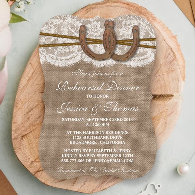 Rustic Horseshoe Wedding Rehearsal Dinner Invitation (Creator Uploaded)