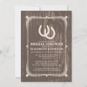 Rustic Horseshoes Bridal Shower Invitations