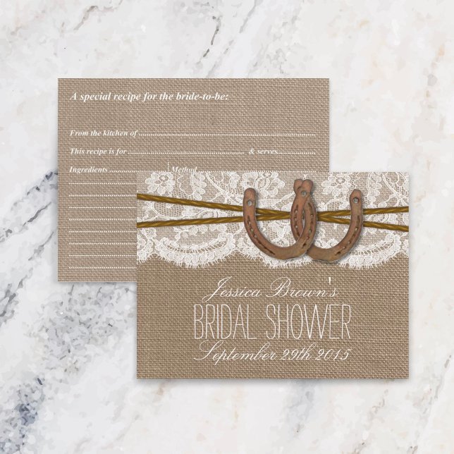Rustic Horseshoes Bridal Shower Recipe Cards (Creator Uploaded)