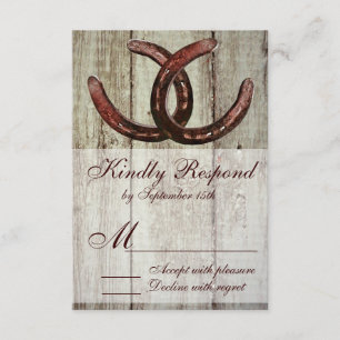 Rustic Horseshoes Country Style Wedding RSVP Card