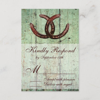 Rustic Horseshoes Country Style Wedding RSVP Card
