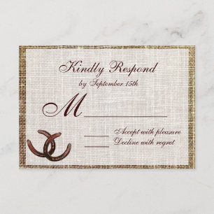 Rustic Horseshoes Country Wedding RSVP Cards