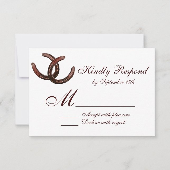 Rustic Horseshoes Country Wedding RSVP Cards (Front)