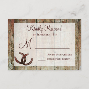 Rustic Horseshoes Country Wedding RSVP Cards