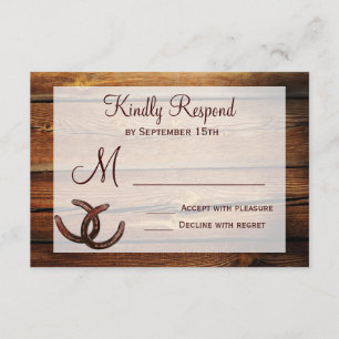 Rustic Horseshoes Country Wedding RSVP Cards