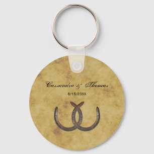 Rustic Horseshoes Distressed BG Key Ring