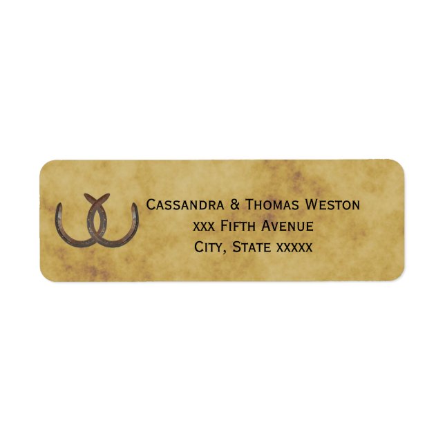 Rustic Horseshoes Distressed BG Return Address Label (Front)