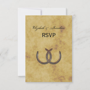 Rustic Horseshoes Distressed BG RSVP Card