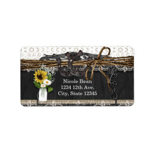 Rustic Horseshoes & Flowers Country Wedding Labels