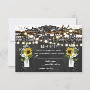 Rustic Horseshoes & Flowers Country Wedding RSVP